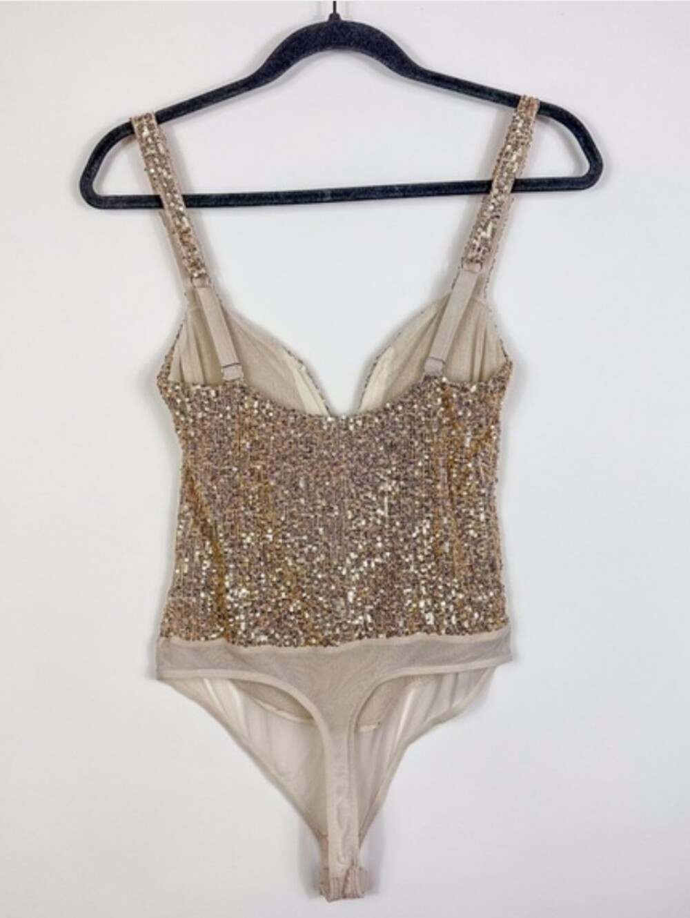 NWOT Free People Sparks Fly Gold Sequin Bodysuit Size Large - Picture 5 of 8